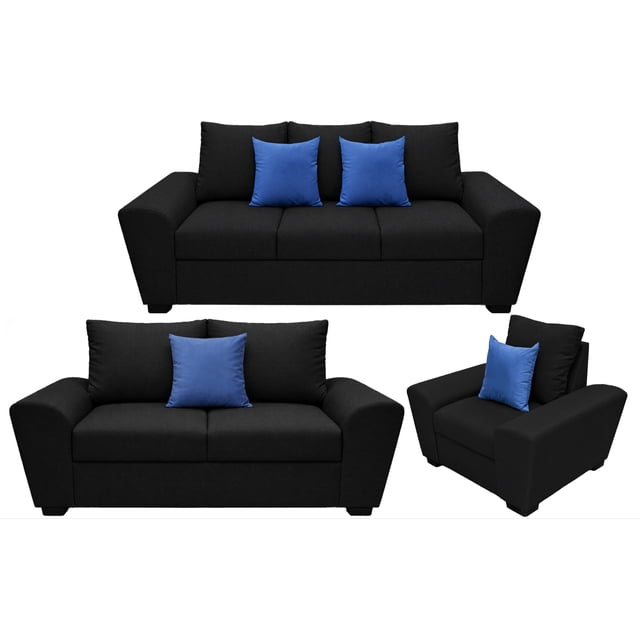 Sala Modular 3-2-1 El Bazar Store Islandia Negro Sofa Love seat y sillon