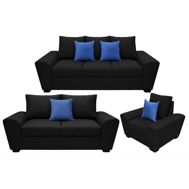 Sala Modular 3-2-1 El Bazar Store Islandia Negro Sofa Love seat y sillon