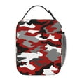 thumbnail image 2 of Red Camo Pattern Portable Lunch Bag Reusable Insulated Tote Box Leakproof Thermal Cooler For Office Work Shopping Picnic Camping Or Travel, 2 of 7
