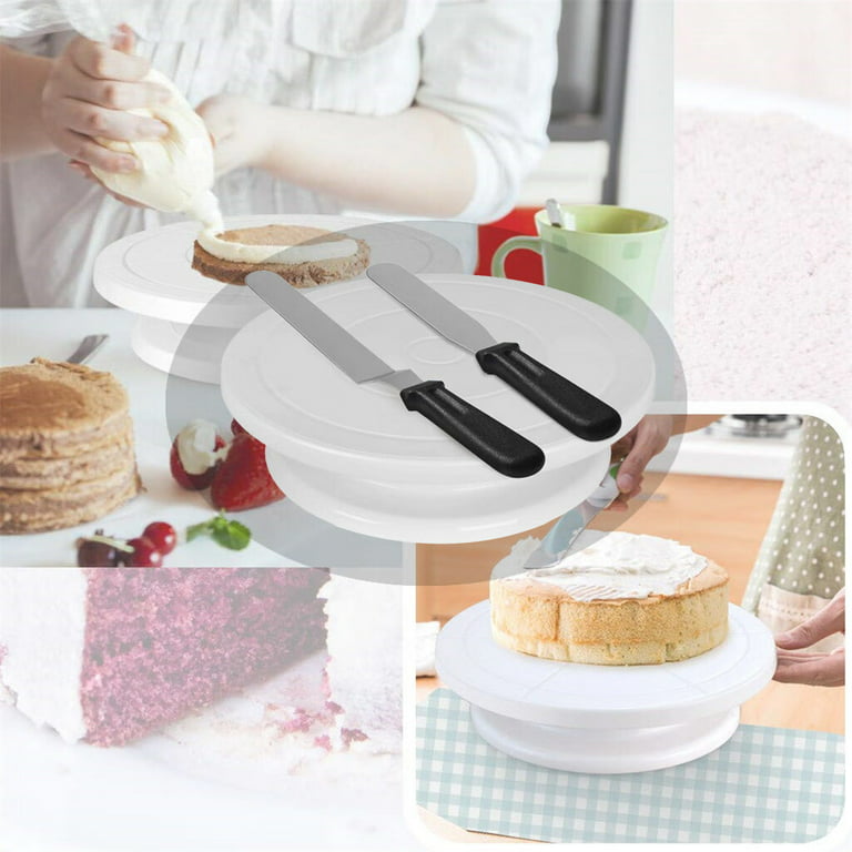 11 Inch Rotating Cake Stand/Turntable Stand with 2 Icing Spatula and 3  Icing Smoother, Revolving Cake Stand Baking Cake Decorating Supplies/Baking