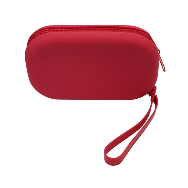 Hioecau Trousse de Maquillage Ovale en Silicone, Sac de Rangement Imperméable, Pochette Cosmétique à Fermeture Éclair pour Articles de Toilette, Rouges à Lèvres, Clés, Bijoux