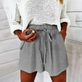 thumbnail image 2 of UAMVSH Plus Size Shorts for Women Cotton Linen Fashionable Summer Thin Shorts Elastic Waist Drawstring Pockets Basic Shorts, 2 of 7