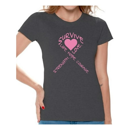 Survive Heart T-shirt Tops Cancer t