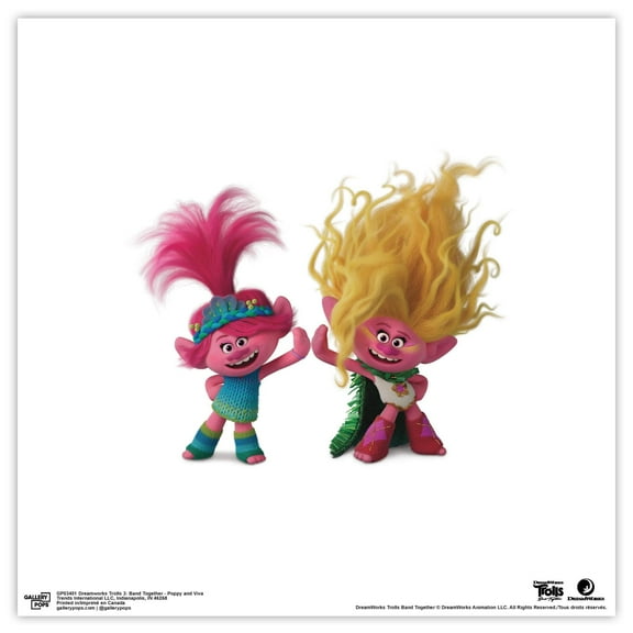 Gallery Pops Trolls Band Together - Poppy and Viva Wall Art, Unframed Version, 12" x 12"