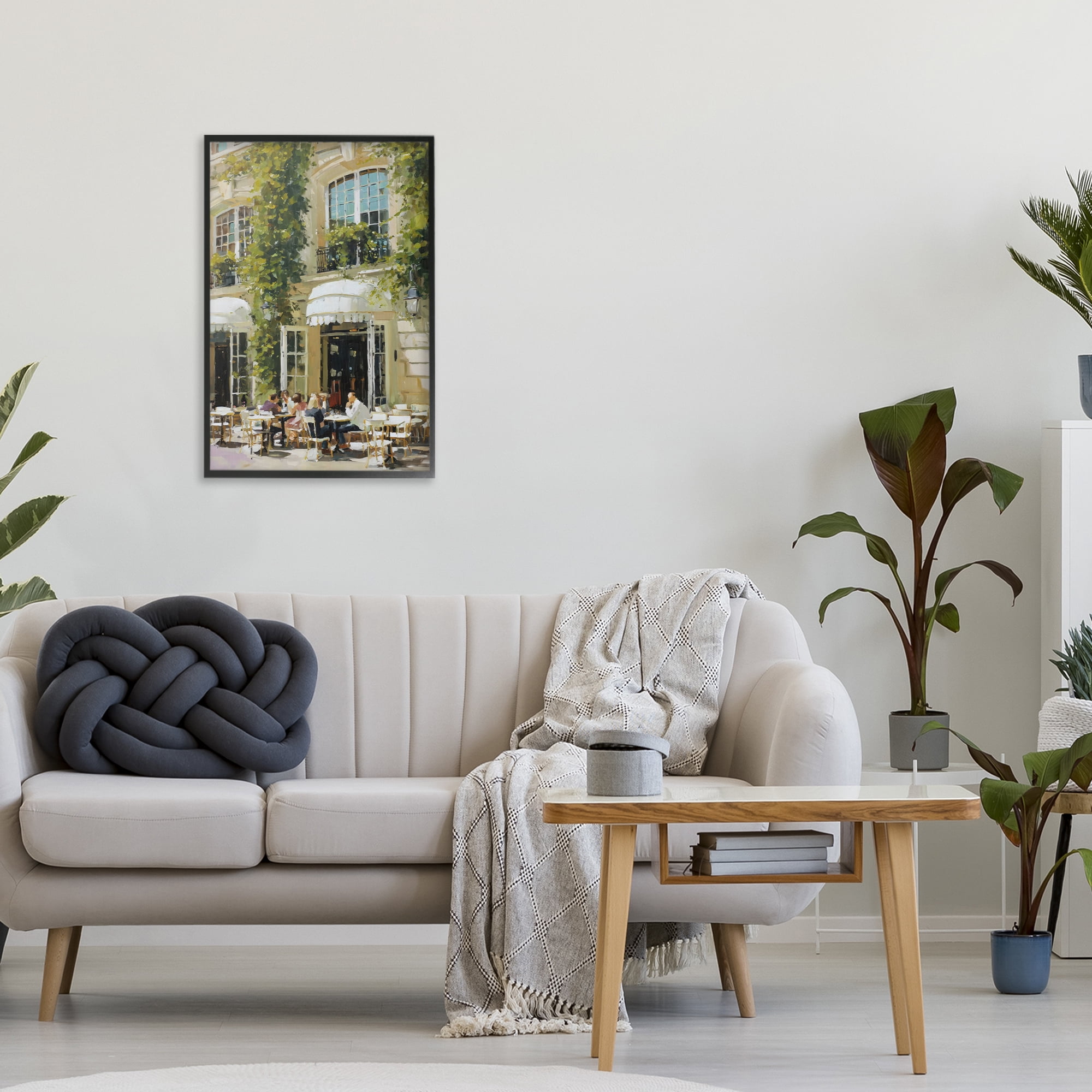 Stupell Industries Cafe Terrace with Ivy Black Framed Giclee Art, design by Petal Prints Design