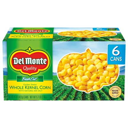 (6 Cans) Del Monte Whole Kernel Corn, 15.25 oz Can