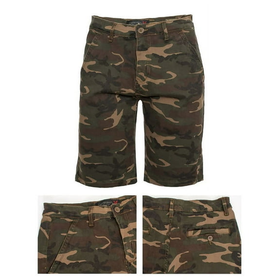 Men's Cargo Shorts Relaxed Fit Waistband & Leg Openings 2-Pockets Camo Tan 36