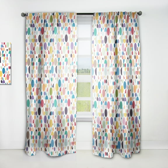 Designart 'Abstract Retro Circular I' Mid-Century Modern Curtain Panel