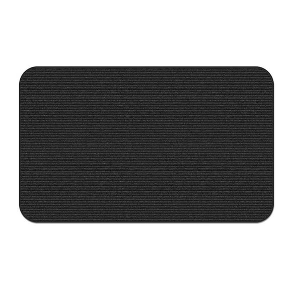Indoor/Outdoor Double-Ribbed Carpet Area Rug with Skid-Resistant Rubber Backing - Smokey Black - 3' x 4'