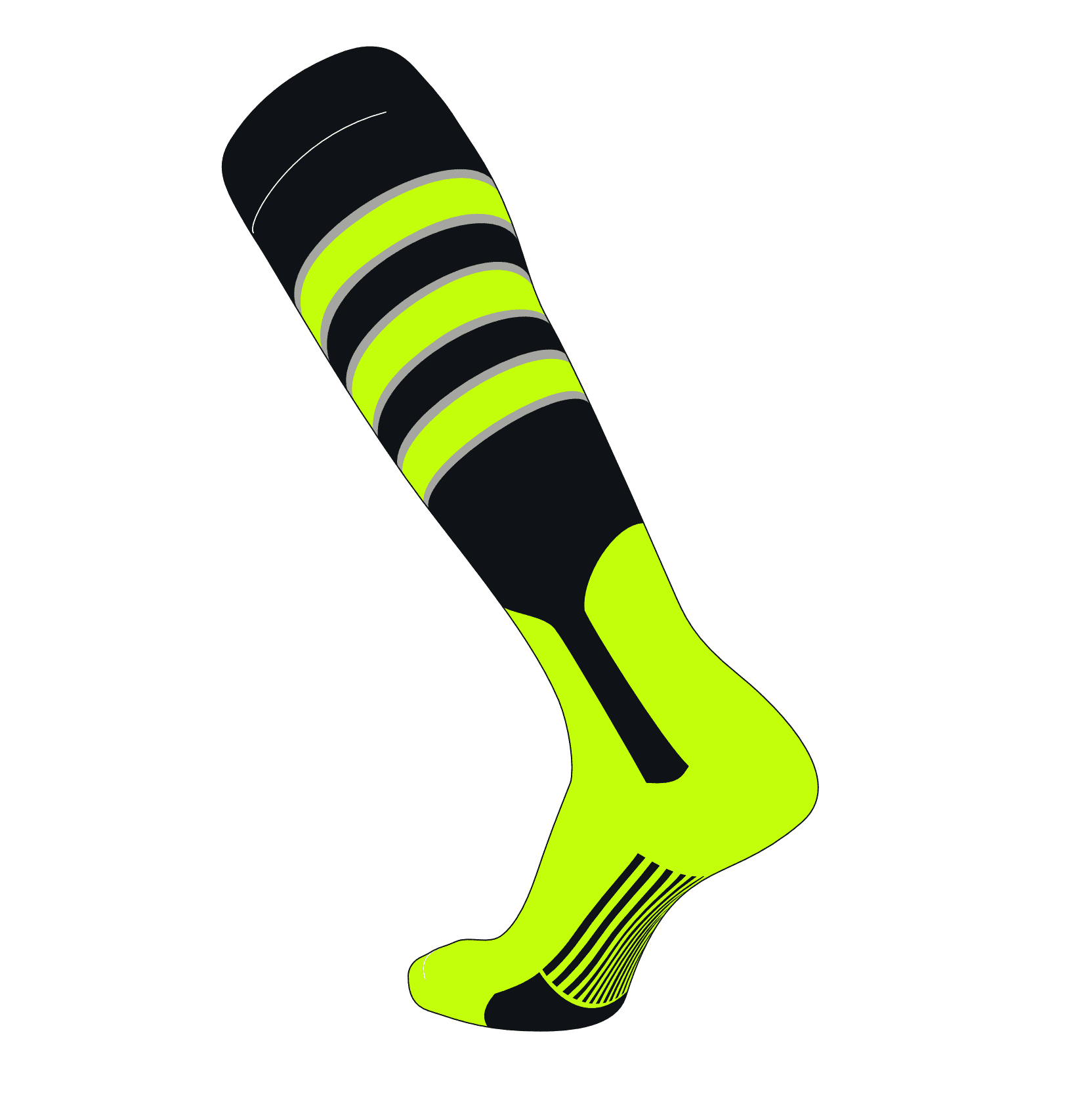 TCK TCK Elite Baseball Knee High Stirrup Socks (D, 7in) Black, Grey