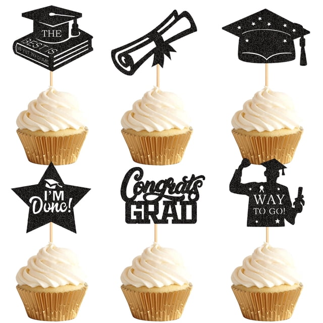 Ercadio 30 piezas de adornos para cupcakes de graduación 2026