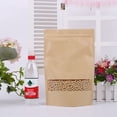 thumbnail image 2 of Bolsa de papel kraft transparente esmerilada con ventana a prueba de humedad, bolsa de embalaje para alimentos, frutos secos, bolsa de papel sellada para embalaje de té, 2 of 5