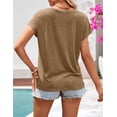 thumbnail image 6 of Merokeety Womens Summer V Neck Lace Pleated Blouses Tunic Tops Khaki xl, 6 of 6