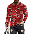 thumbnail image 2 of Jsaierl Long Sleeve Shirts for Men 3D Paws Graphic Tee Big & Tall Casual Crew Neck Tops Plus Size Workout T Shirts for Valentine's Day, 2 of 5