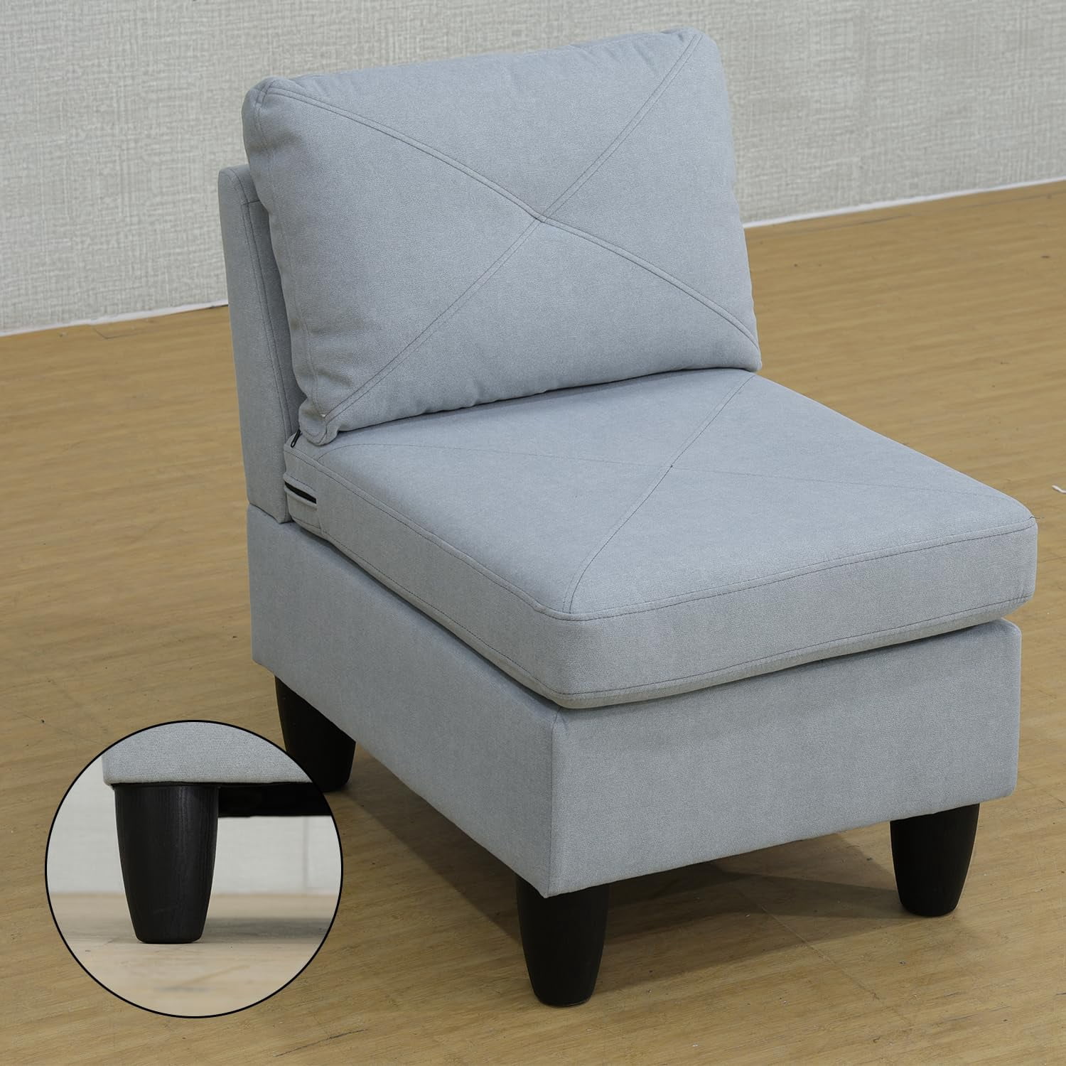 4-Piece Couch Living Room Sofa Set, 6 Seater Modular Sectional Couch L Shaped Corner Sofa, Grey