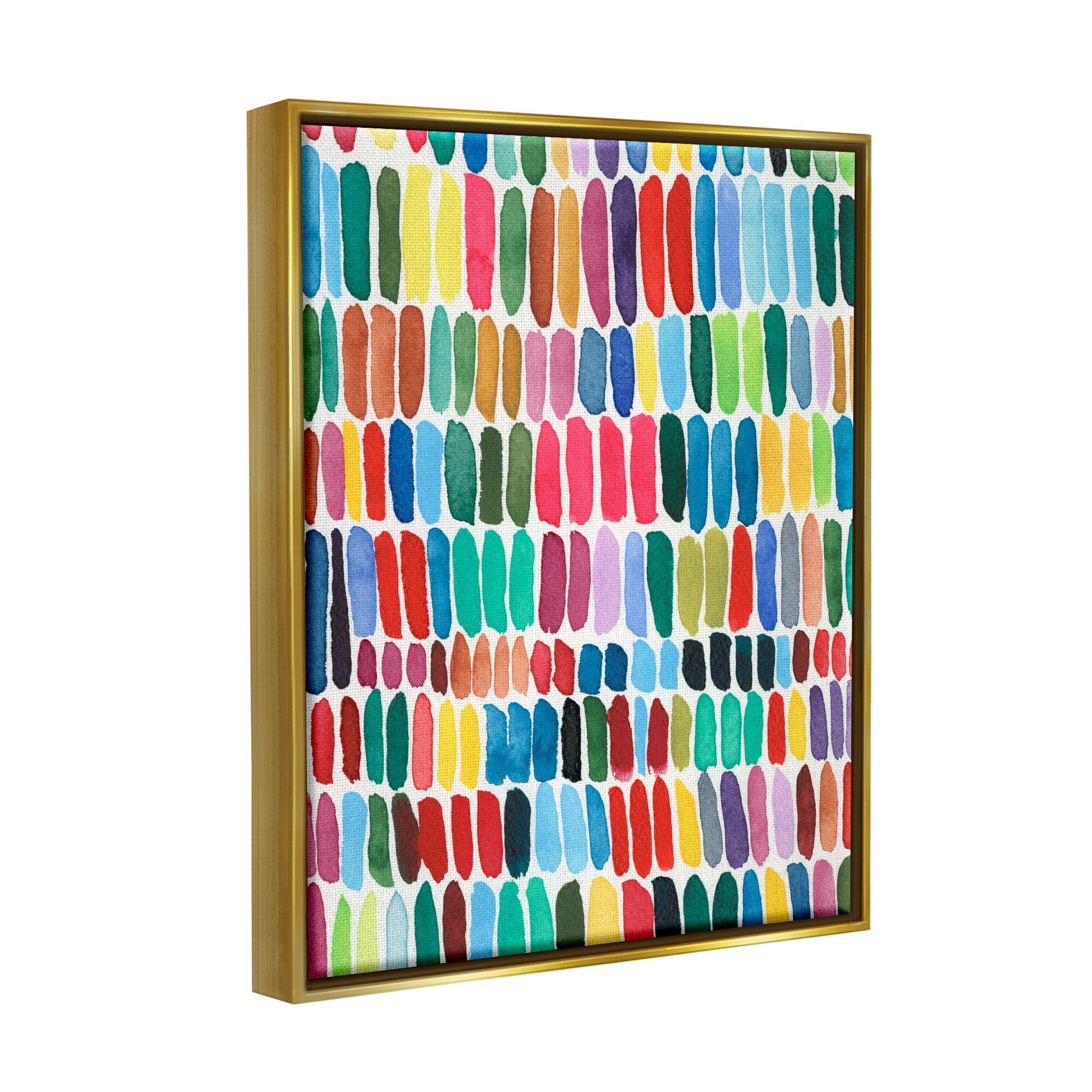 Stupell Industries Varied Rainbow Lines Abstract Pattern Watercolor Detail Painting Metallic Gold Floating Framed Canvas Print Wall Art, Design by Regina Moore