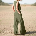 thumbnail image 4 of vigerkar Women's Summer 2 Piece Outfits Sleeveless Crop Top Capri Wide Leg Pants Jumpsuit Linen Lounge Beach Travel Sets Green, S, 4 of 9