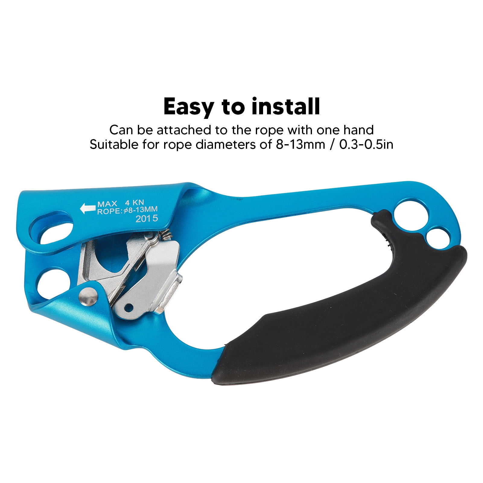 YAHHU Left Hand Climbing Ascender Device, Ergonomic Aluminum Magnesium Alloy Rope Ascender for Rock Tree Climbing Rappelling, Blue (8.66 inches / 22 cm)