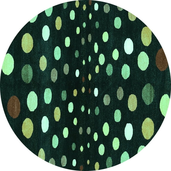 Ahgly Company Indoor Round Abstract Turquoise Blue Contemporary Area Rugs, 4' Round