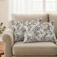 thumbnail image 2 of Vintage Grey Flower Outdoor Waterproof Pillow Covers, Farmhouse Botanical Floral Retro Decorative Rectangle Throw Pillowcase Sofa Cushion Sham for Patio/Couch/Chair, 20"x12" 2 Pack, 2 of 8