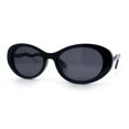 thumbnail image 4 of Womens Unique Wavy Crooked Arm Mod Oval Plastic Sunglasses All Black, 4 of 8