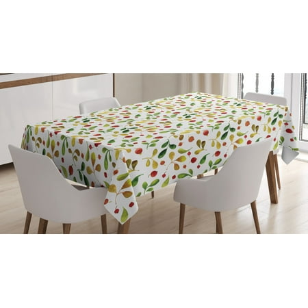 

Cranberry Tablecloth Watercolor Artsy Leafage with Blackberry Icons Paintbrush Organic Spring Herbs Rectangular Table Cover for Dining Room Kitchen 60 X 84 Inches Multicolor by Ambesonne