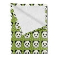 thumbnail image 2 of Panda Soft Flannel Fleece Throw Blanket, Cartoon Funny Hand Drawn Style Panda Bear Heads Animal Pattern Funny Furry Mammal, Cozy Plush for Indoor and Outdoor Use, 50" x 70", Multicolor, by Ambesonne, 2 of 5