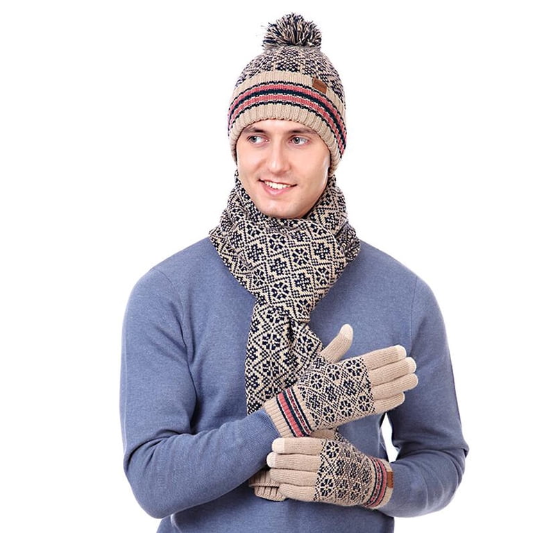 Winter Hat Gloves Scarf Set Women Knit Beanie Neck Warmer Touch Screen Winter Hat Scarf Gloves Set for Women Womens Knit Warm Hat  main image 2