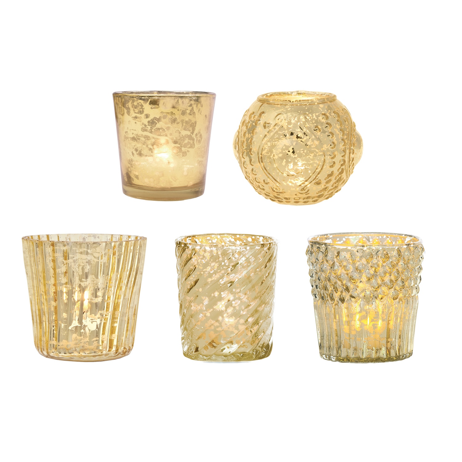 Luna Bazaar Royal Flush Mercury Glass Tealight Votive Candle Holders