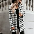 thumbnail image 4 of Hontri Plus Size Coat, Ladies Long Sleeve Suit Collar Double Breasted Woolen Jacket White S, 4 of 9