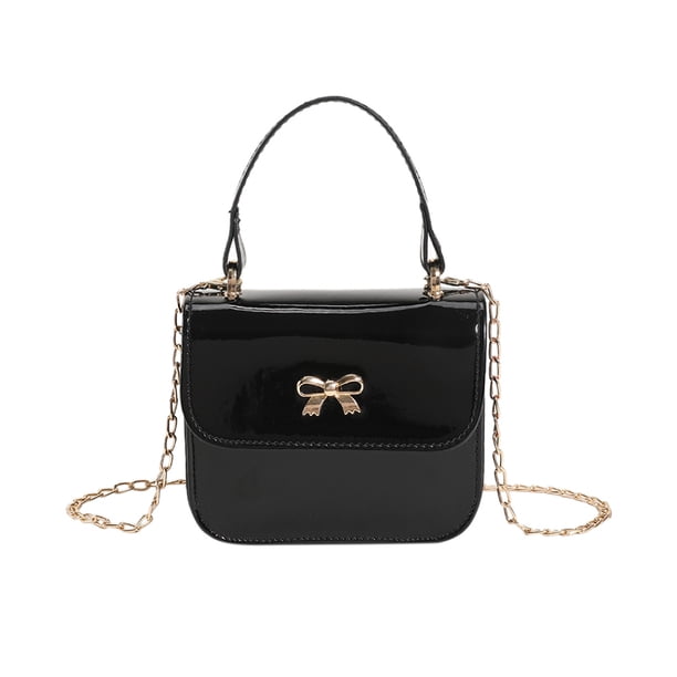 Bolso de mano para mujer, con brillo de metal, sólido, brillante, para mujer, bandolera (negro) Ehuebsd Para Estrenar