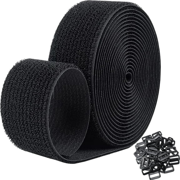 PAMINGONO Rectangular Hook and Loop with Buckle Black Cable Strap for Sports Equipment 1Set