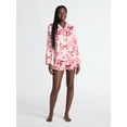 thumbnail image 3 of Joyspun Women’s Stretch Satin Notch Long Sleeve Top and Shorts Pajama Set, 2-Piece, Sizes XS-3X, 3 of 6
