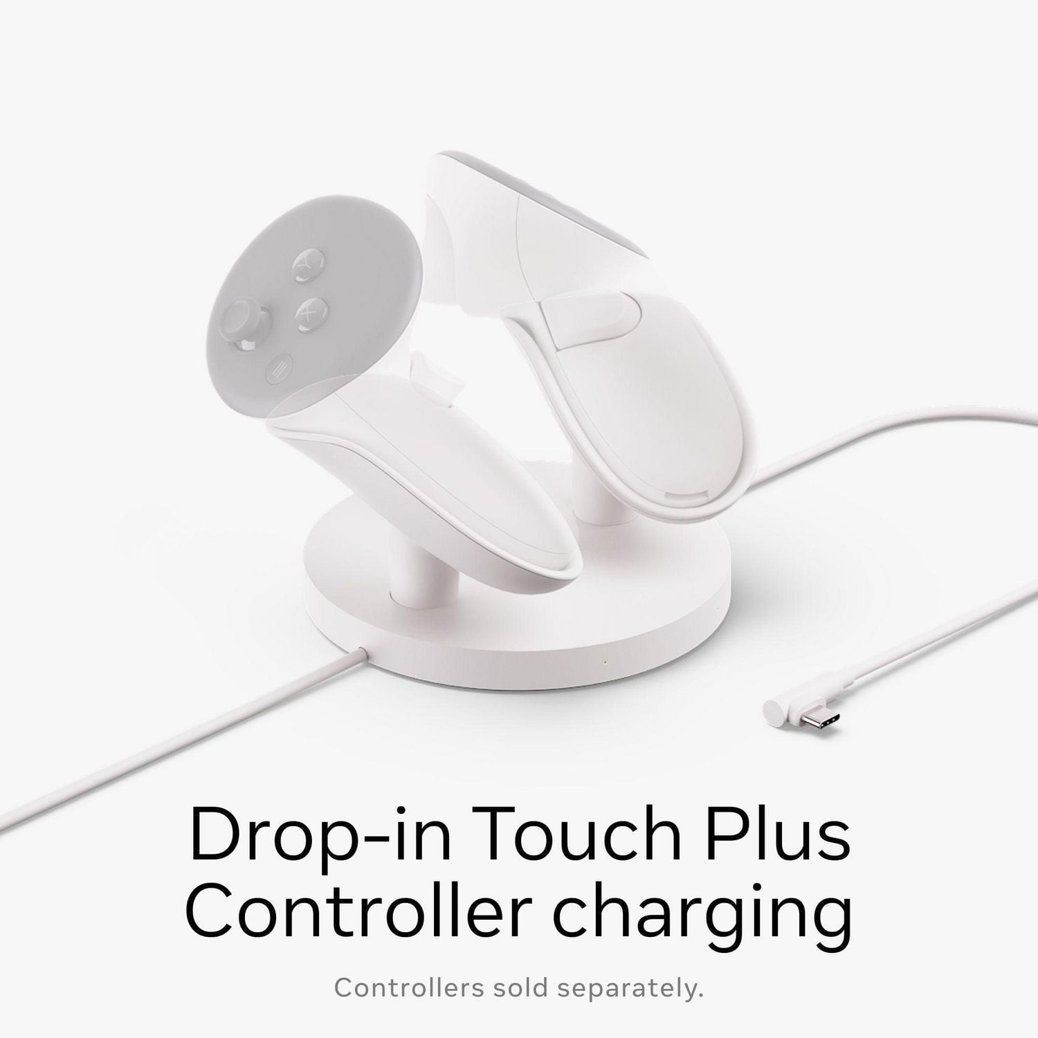 Meta Quest Compact Charging Dock — Works with Meta Quest 3/3S — Extended Headset Charging Cable — Wireless Charging for Touch Plus Controllers
