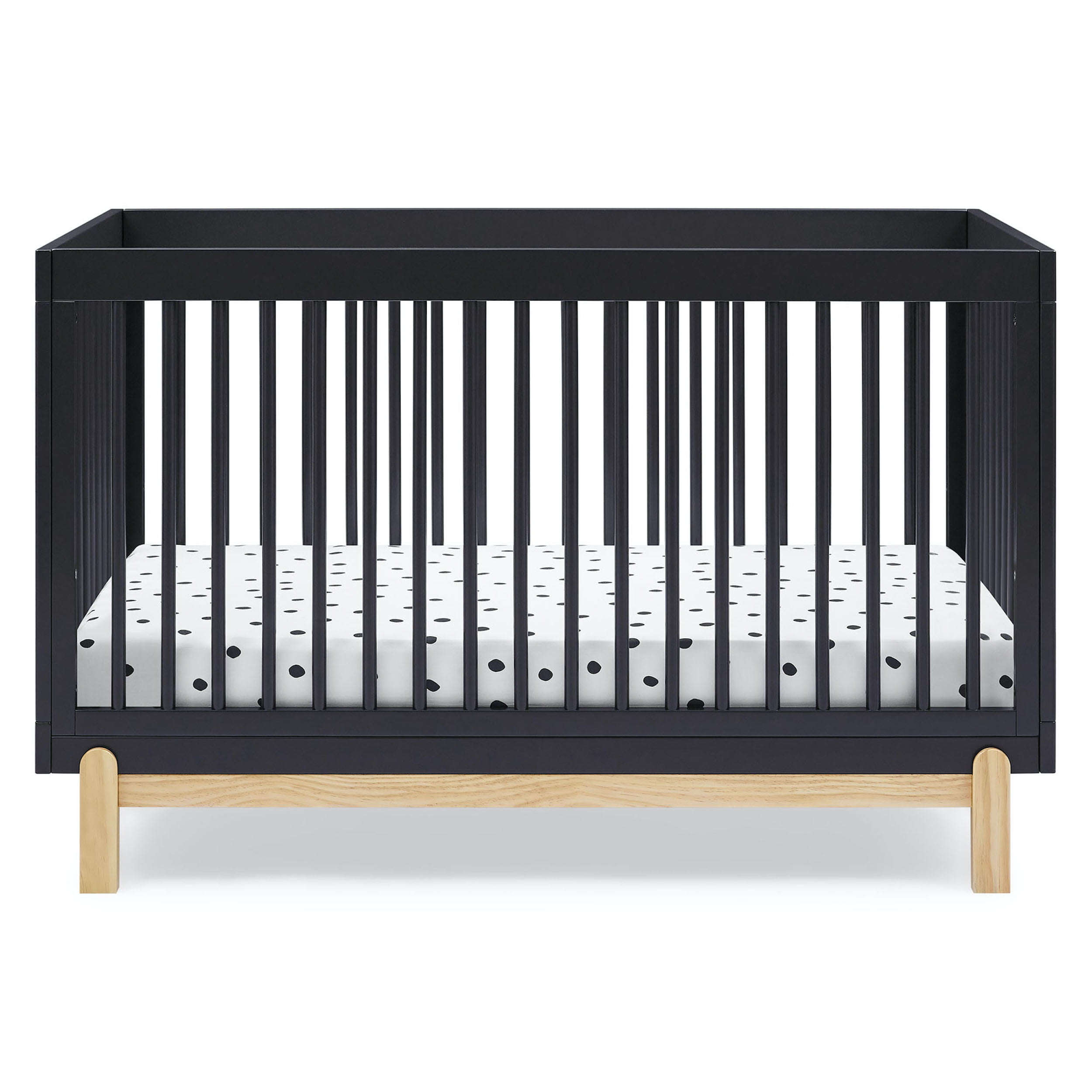 Delta Children Poppy 4-in-1 Convertible Crib - Greenguard Gold Certified, Midnight Grey/Natural
