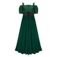 thumbnail image 4 of QATAINLAV Womens Lantern Sleeve Off Shoulder Corset Dress Ruffle Flowy Hem Renaissance Dresses Halloween Costumes, Green, L, 4 of 7