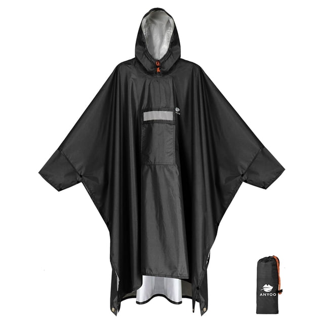 Poncho de lluvia ANYOO con capucha, impermeable y ligero para adultos
