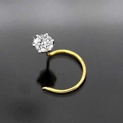 Lab Created Diamond 0.50Ct Round Cut Women's Nose Pin 14K Yellow Gold Plated