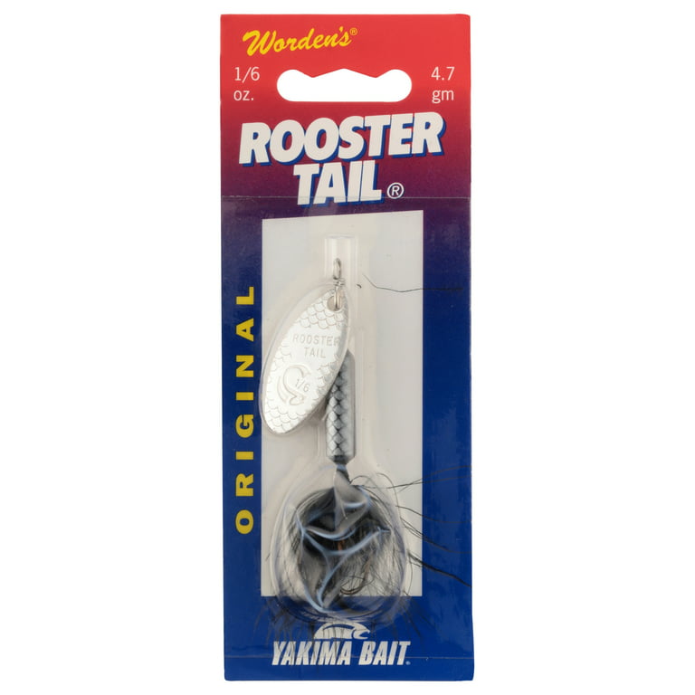 Worden's® Original Black Rooster Tail®, Inline Spinnerbait Fishing Lure,  1/6 oz Carded Pack 