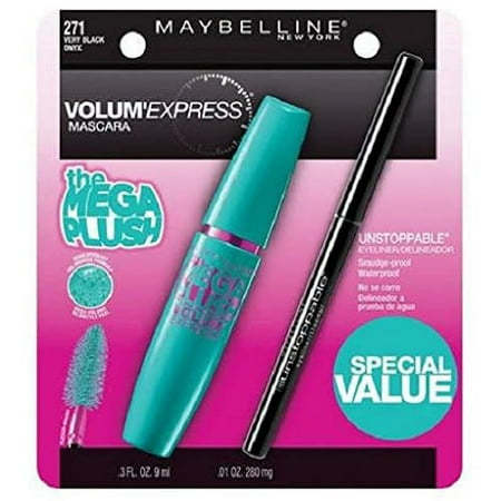 Maybelline Volum Express Mega Plush Mascara 271 Very Black and Eyeliner