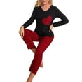 thumbnail image 4 of Women´s 2 Piece Lounge Set Pajama Set Long Sleeve Heart Print Tops Plaid Pants Sleepwear Sets, 4 of 8