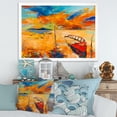 thumbnail image 3 of Boat At The Lake During Evening Glow VIII 32 in x 16 in Framed Painting Canvas Art Print, by Designart, 3 of 4