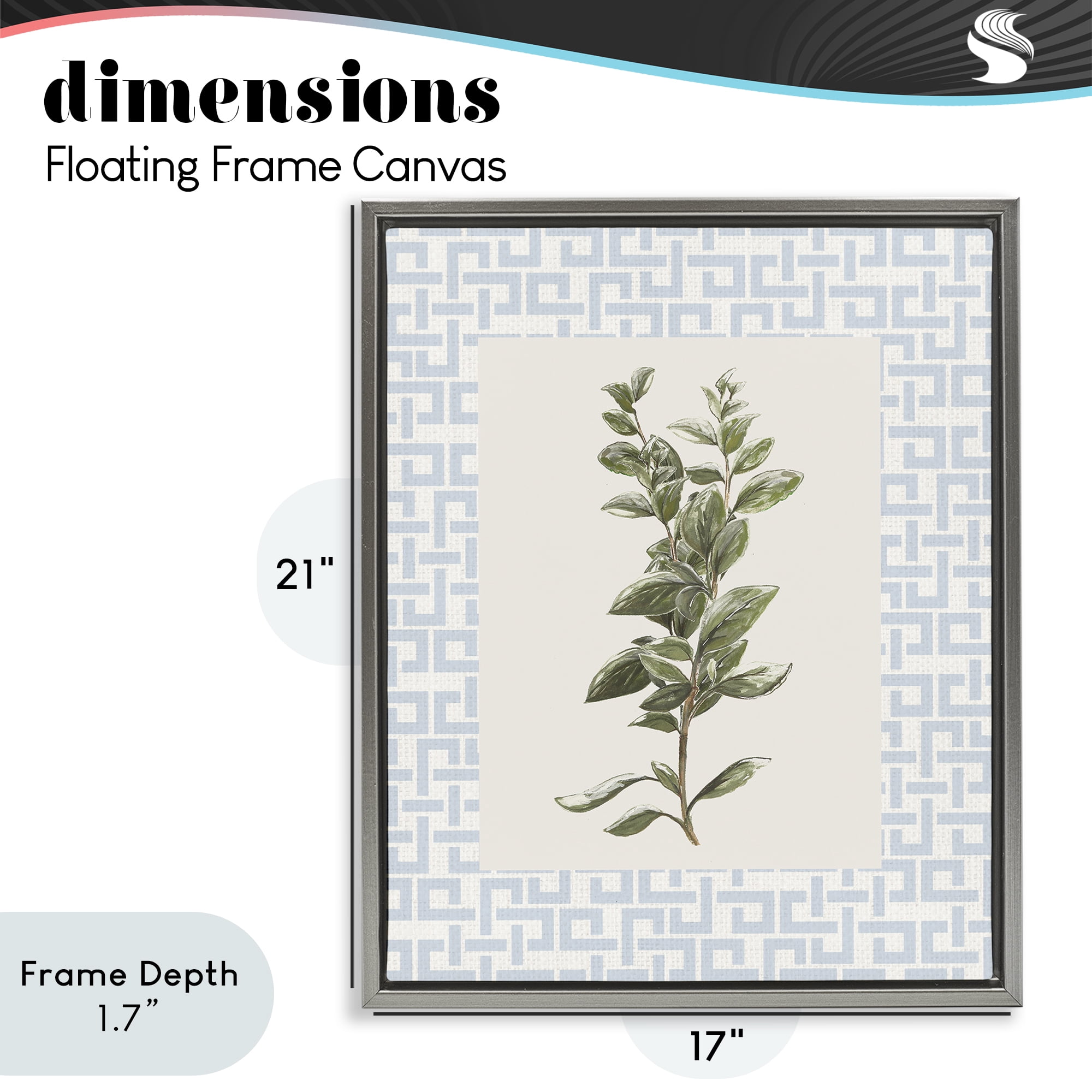 Stupell Industries Fresh Herb on Geometric Gray Framed Floater Canvas Wall Art, design by Diannart