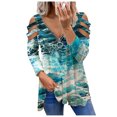 thumbnail image 1 of Blusa de manga larga de verano para mujer con cuello y cremallera de leopardo ahuecado Fridja hj478, 1 of 6