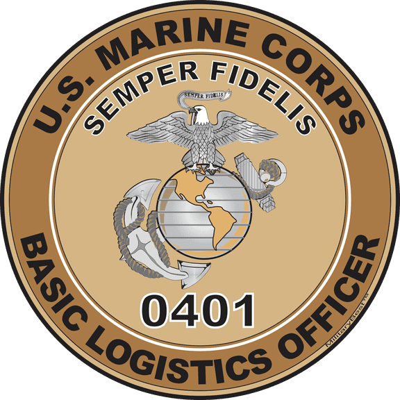 U.S.M.C. MOS 0401 Basic Logistics Officer Decal 3.8" - Desert Tan