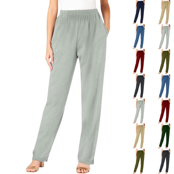Luvrsol Plus Size Dress Pants Women Stretch Comfortable Fitness Yoga Work and Casual, S-5XL