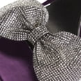 thumbnail image 3 of FSJ Women Sexy Rhinestones Bowknot Stiletto Thin High Heel Sandals Square Open Toe Ankle Buckle Strap Daily Walking Dress Shoes Size 8 Purple, 3 of 5