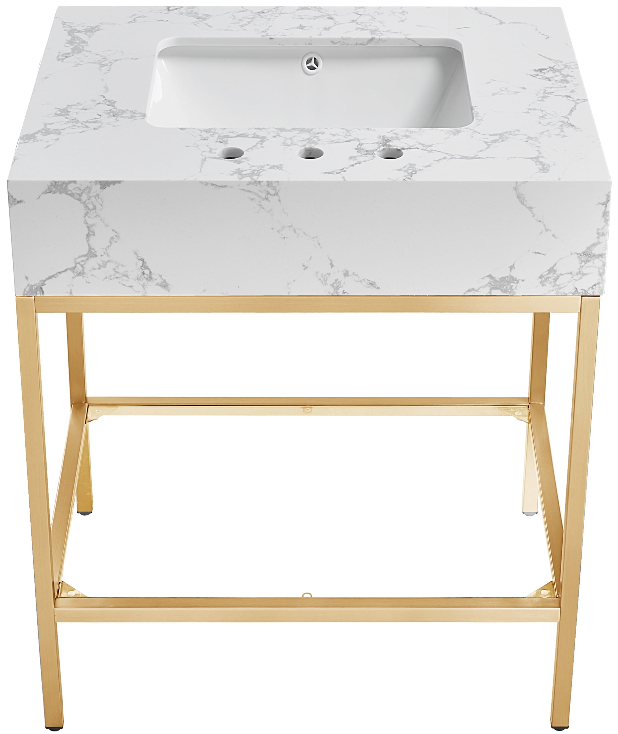 Meridian Furniture Marmo White Engineered Stone Bathroom Vanity