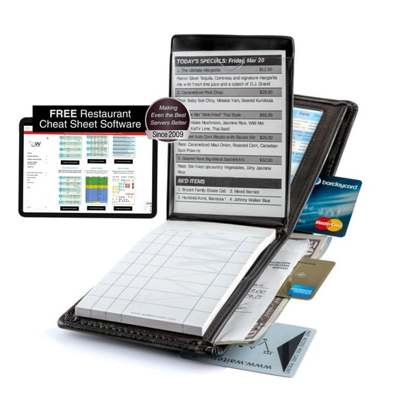Portefeuille de Serveur Jr. Deluxe avec Insert de Poche Transparent Inclut un Bloc-Notes de Commande pour Invités de Restaurant Taille de Poche Compatible avec Tablier et la Plupart des Poches de Pantalon 4 Pouces x 5.75 Pouces