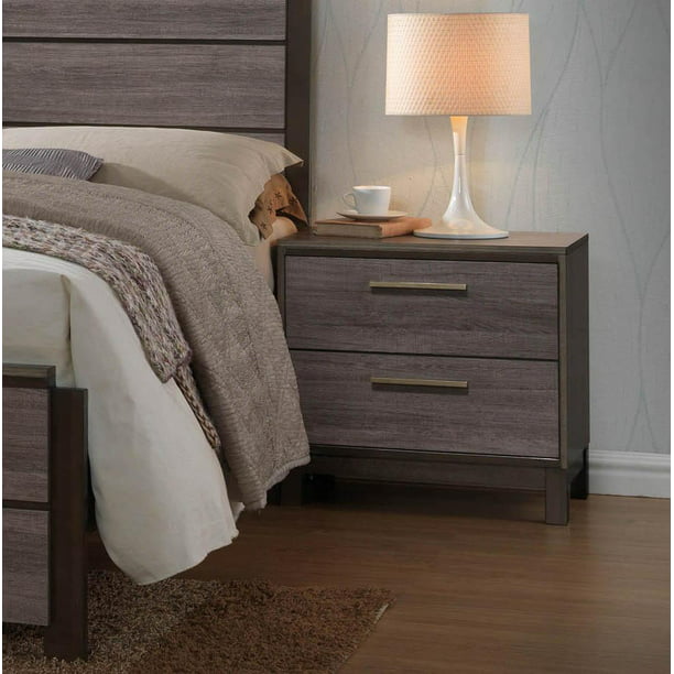 Dansville Modern Antique Gray Wood 2 Drawer Nightstand Side Table ...